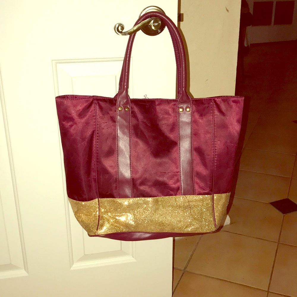 Red & Gold Glitter Tote Bag